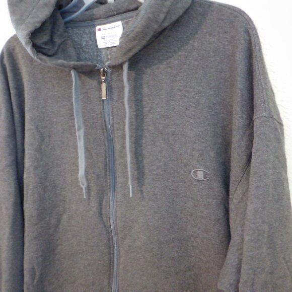CHAMPION Mens Zip Hoodie Sweater 3XL Grey Cotton Pockets - Picture 3 of 7